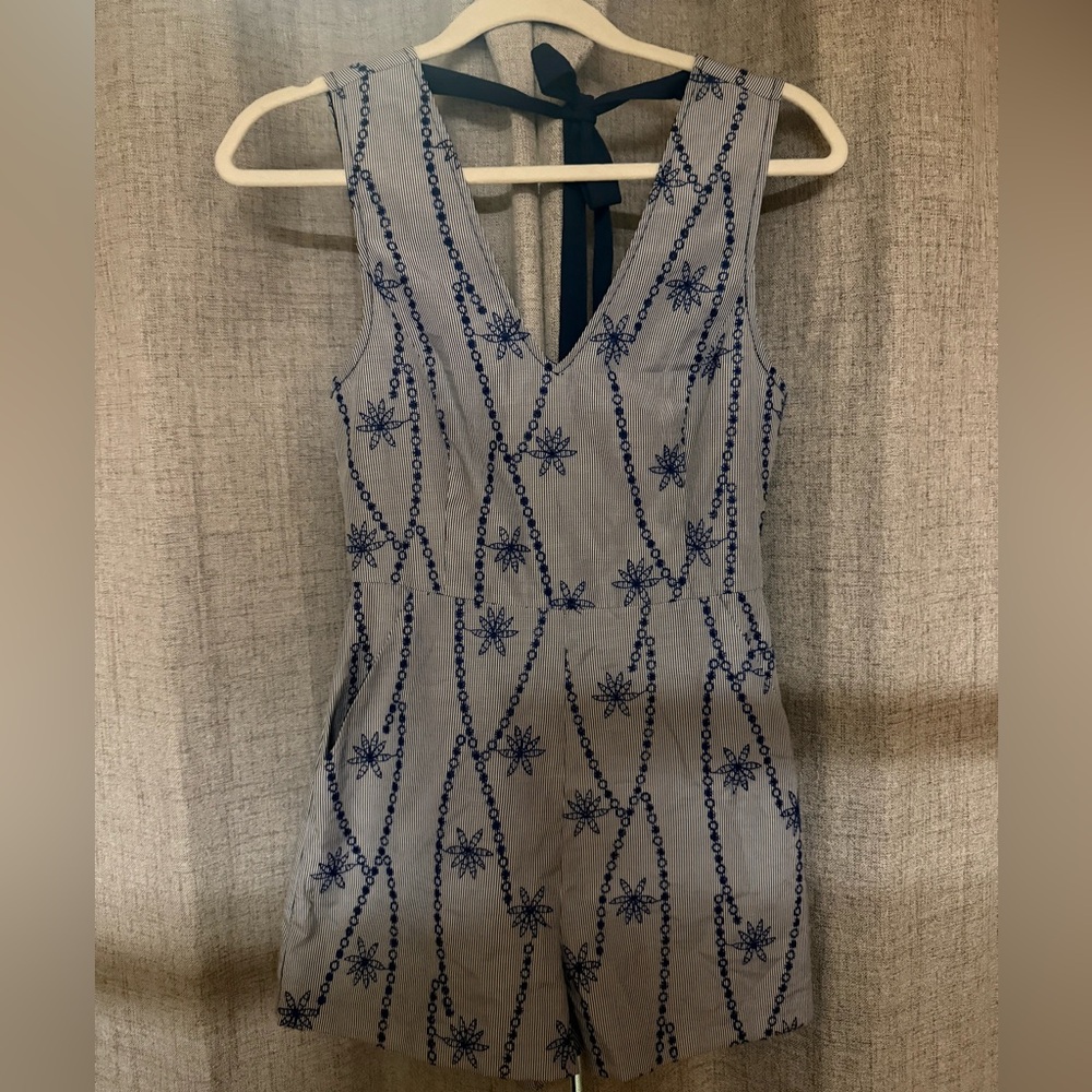 BCBG Generation - Blue Embroidered Romper - SIZE XS
